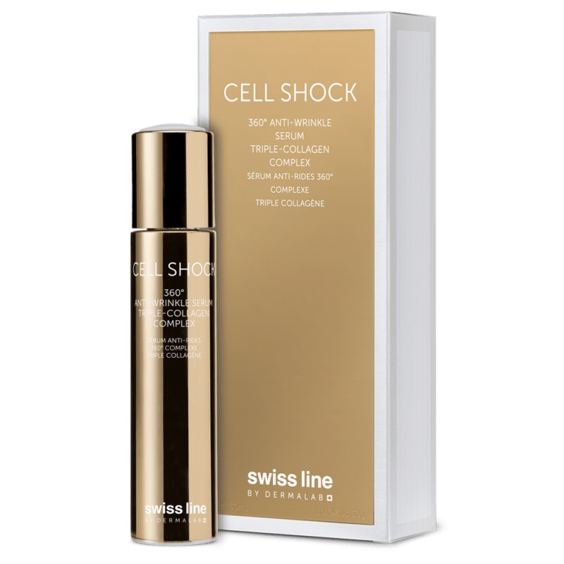 Hợp chất collagen tươi làm đầy nếp nhăn vùng mặt nhanh gấp 3 lần Swissline cell shock 360⁰ anti wrinkle serum triple collagen complex